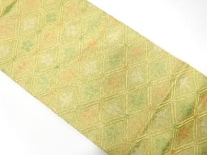 アンティーク　斜め格子に花模様織り出し袋帯(材料)